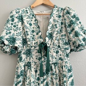 House of Harlow 1960 Scalloped Puff Sleeve Floral Mini Dress sz 2 NWT boho chic